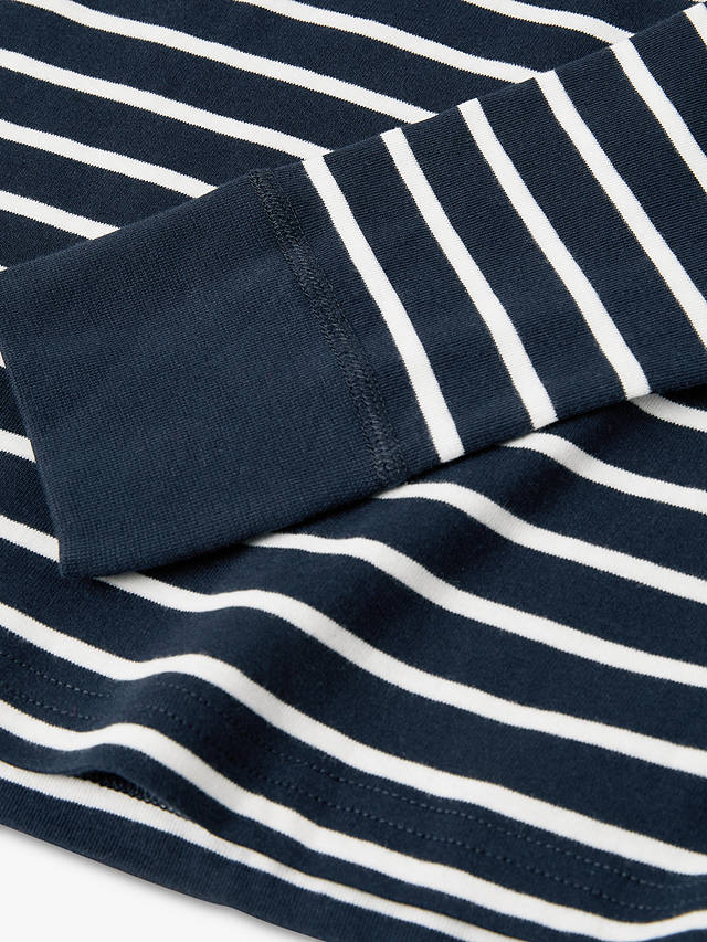Polarn O. Pyret Kids' Organic Cotton Stripe Long Sleeve T-Shirt, Blue