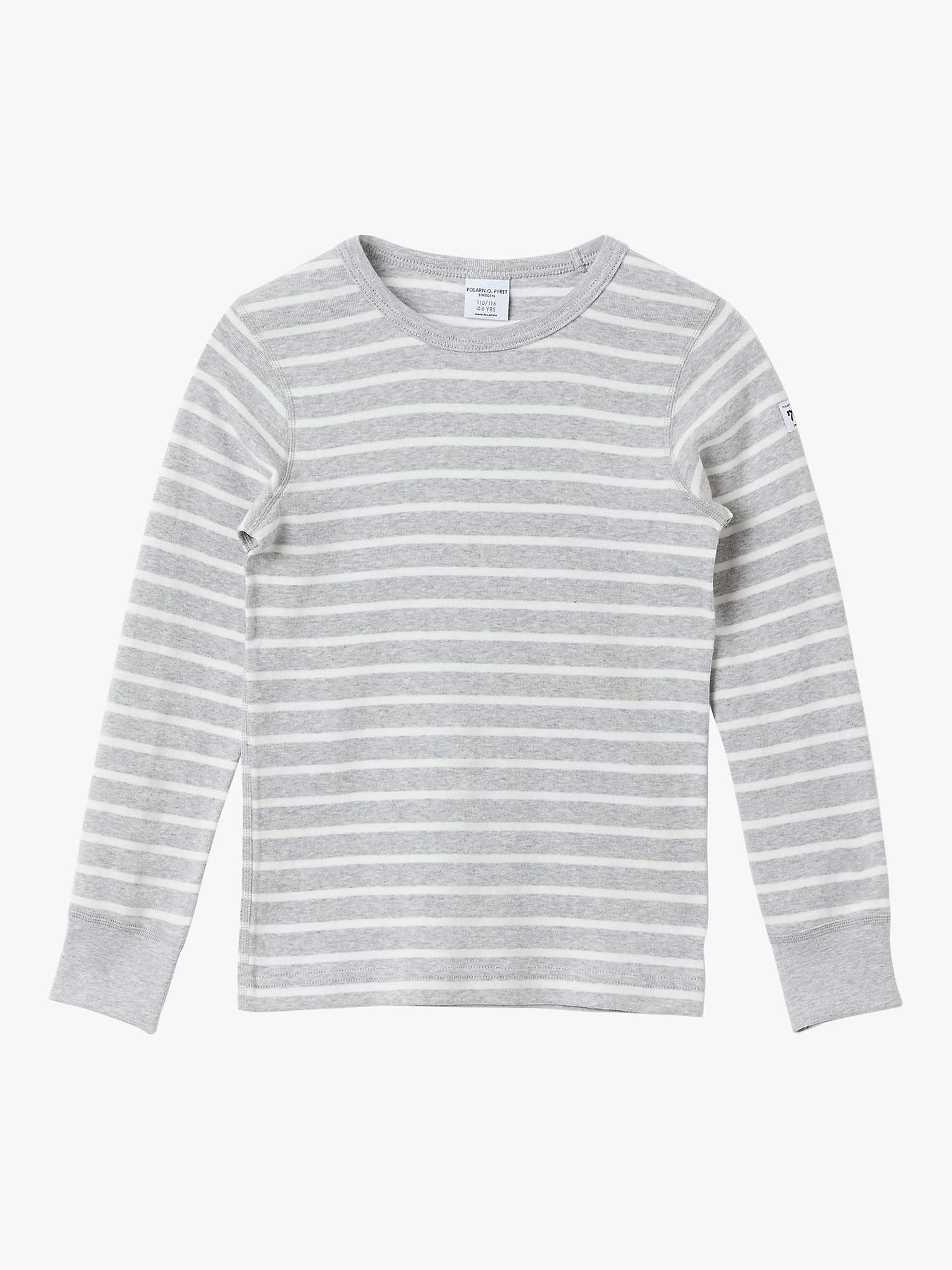 Buy Polarn O. Pyret Kids' Organic Cotton Stripe Top, Grey/White Online at johnlewis.com