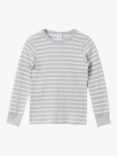 Polarn O. Pyret Kids' Organic Cotton Stripe Top, Grey/White