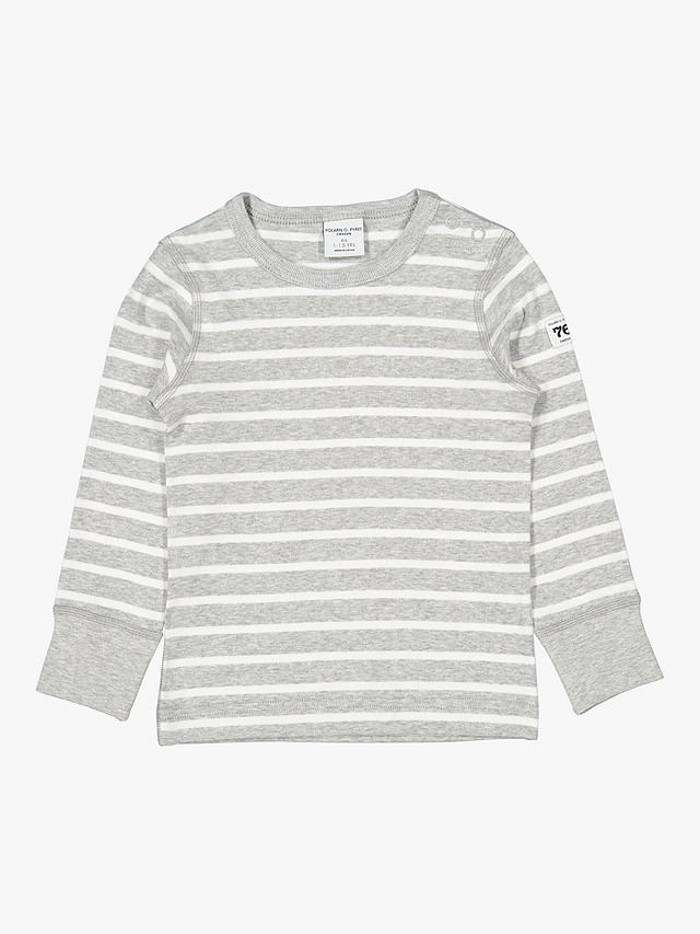 Polarn O. Pyret Kids' Organic Cotton Stripe Top, Grey