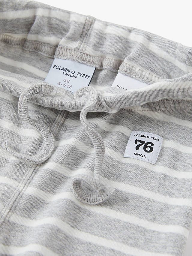 Polarn O. Pyret Baby Organic Cotton Stripe Trousers, Grey
