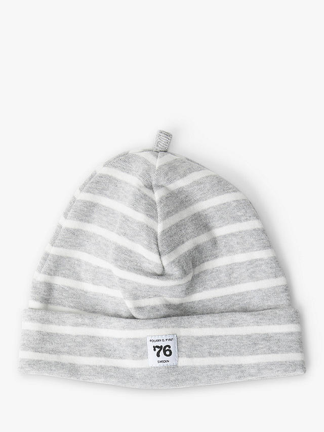 Polarn O. Pyret Baby Organic Cotton Striped Hat, Grey