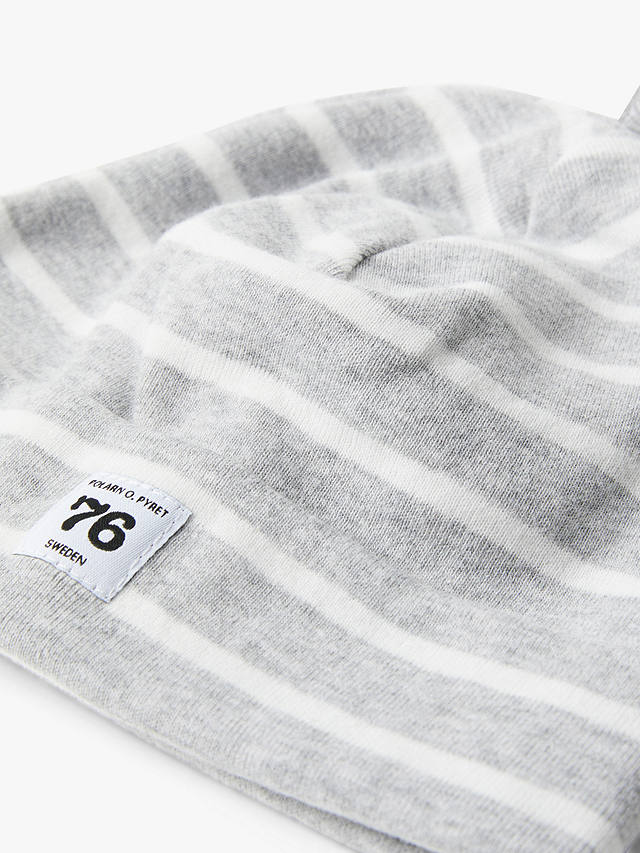 Polarn O. Pyret Baby Organic Cotton Striped Hat, Grey