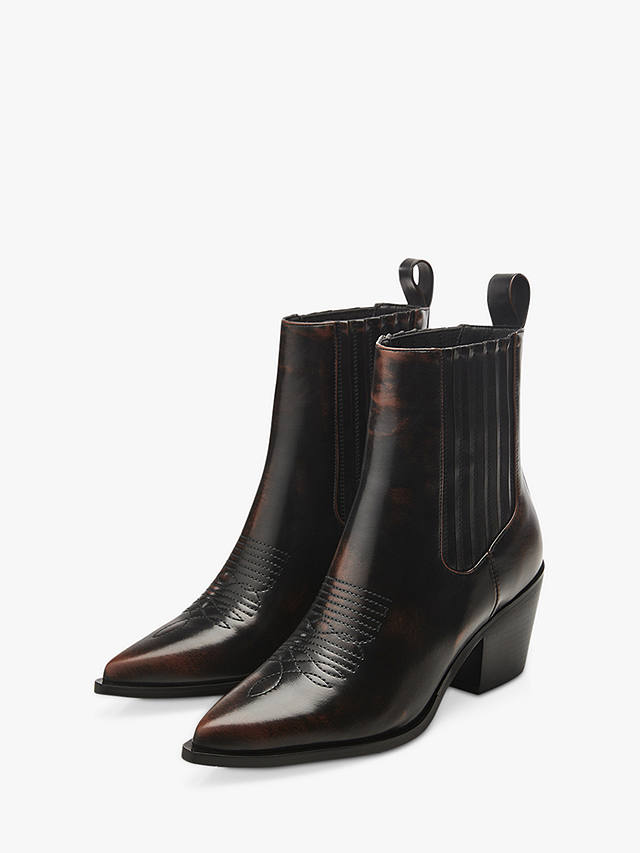 Moda in Pelle Nyrra Cowboy Boots, Dark Brown at John Lewis & Partners