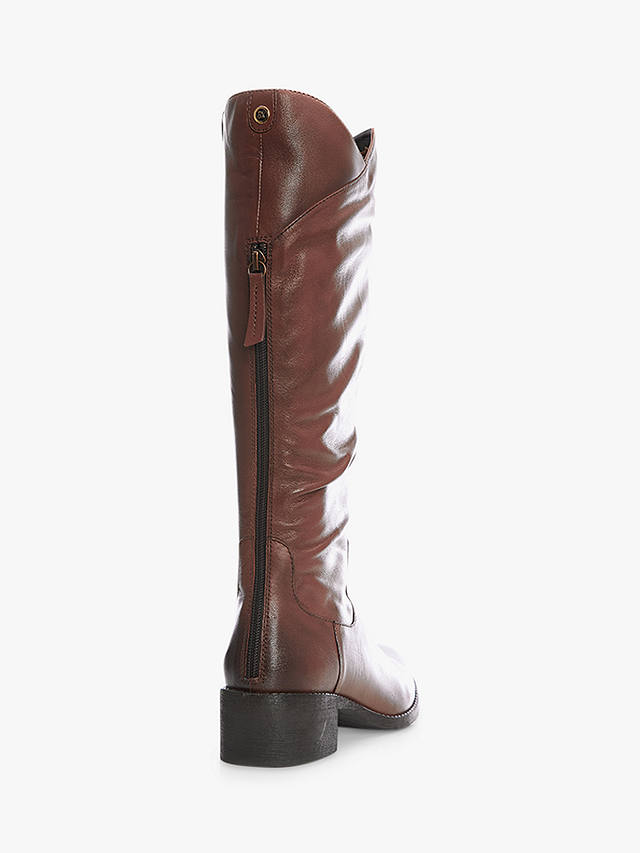 Moda in Pelle Luche Leather Ruched Knee High Boots, Tan