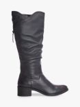 Moda in Pelle Luche Leather Ruched Knee High Boots, Navy