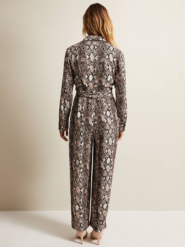 Phase Eight Constance Snake Print Jumpsuit, Brown/Multi