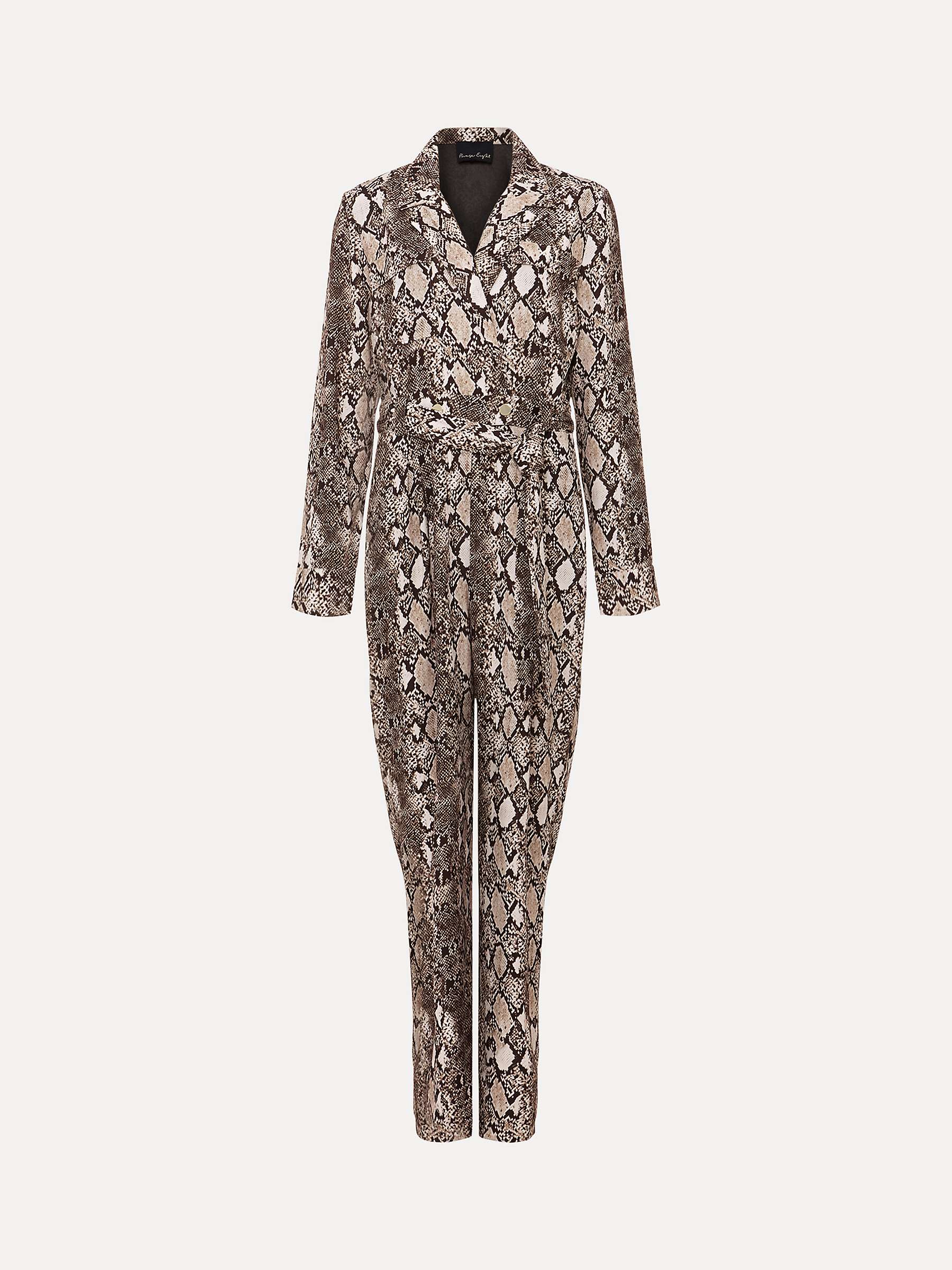 Phase Eight Constance Snake Print Jumpsuit, Brown/Multi at John Lewis ...