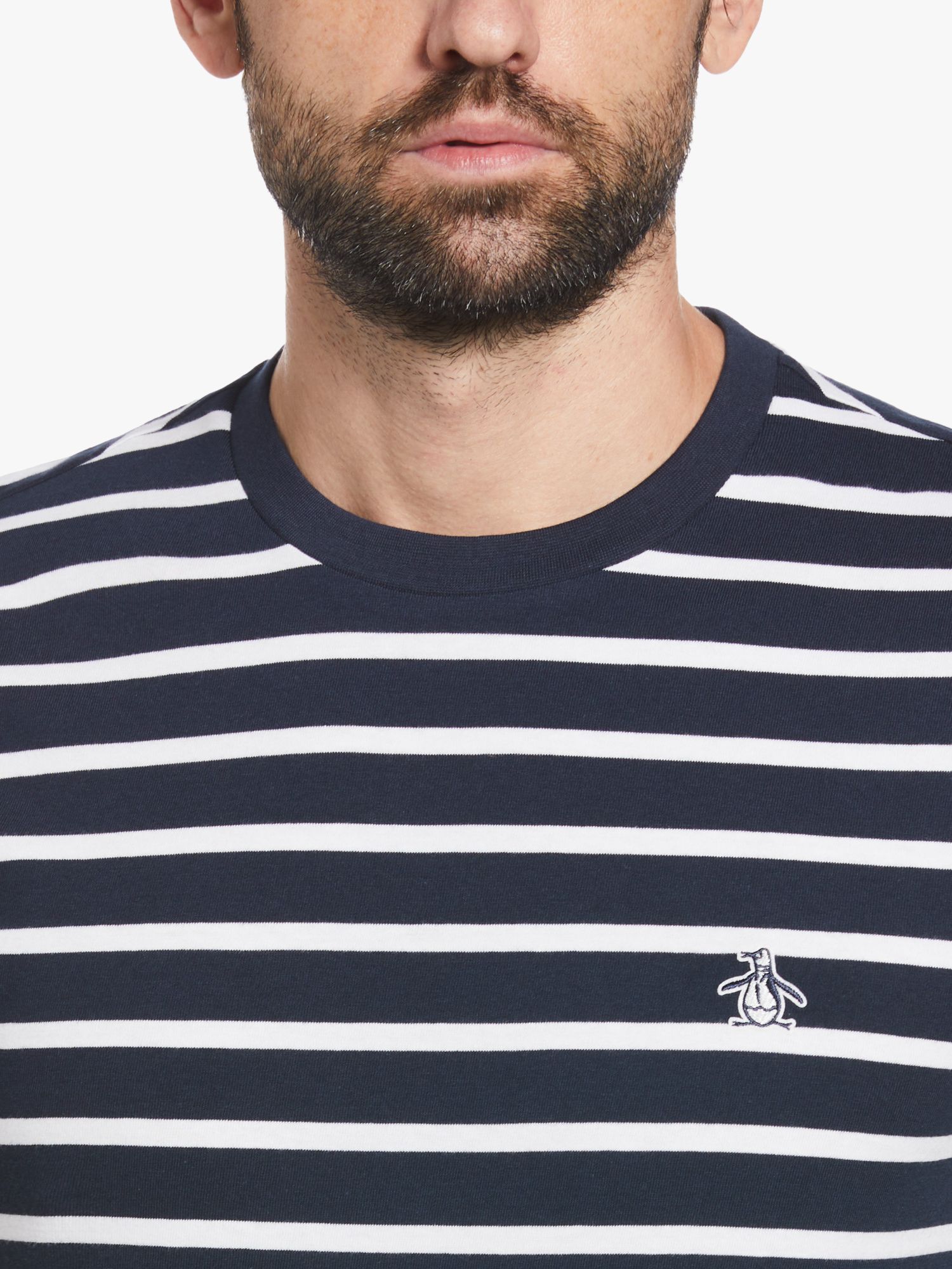 Original Penguin Breton Stripe Short Sleeve T-Shirt, Blue/White, L