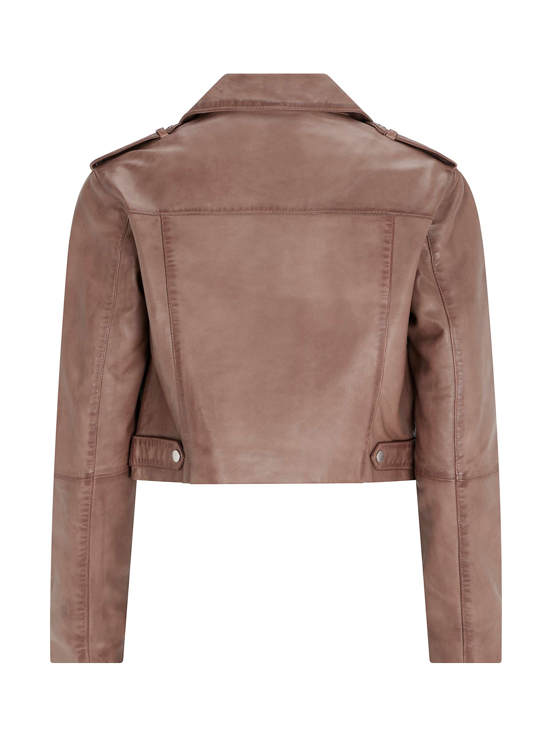 Buy Mint Velvet Leather Biker Jacket, Brown/Multi Online at johnlewis.com