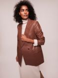 Mint Velvet Leather Blazer, Brown