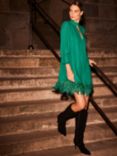 Mint Velvet Feather Mini Dress, Green