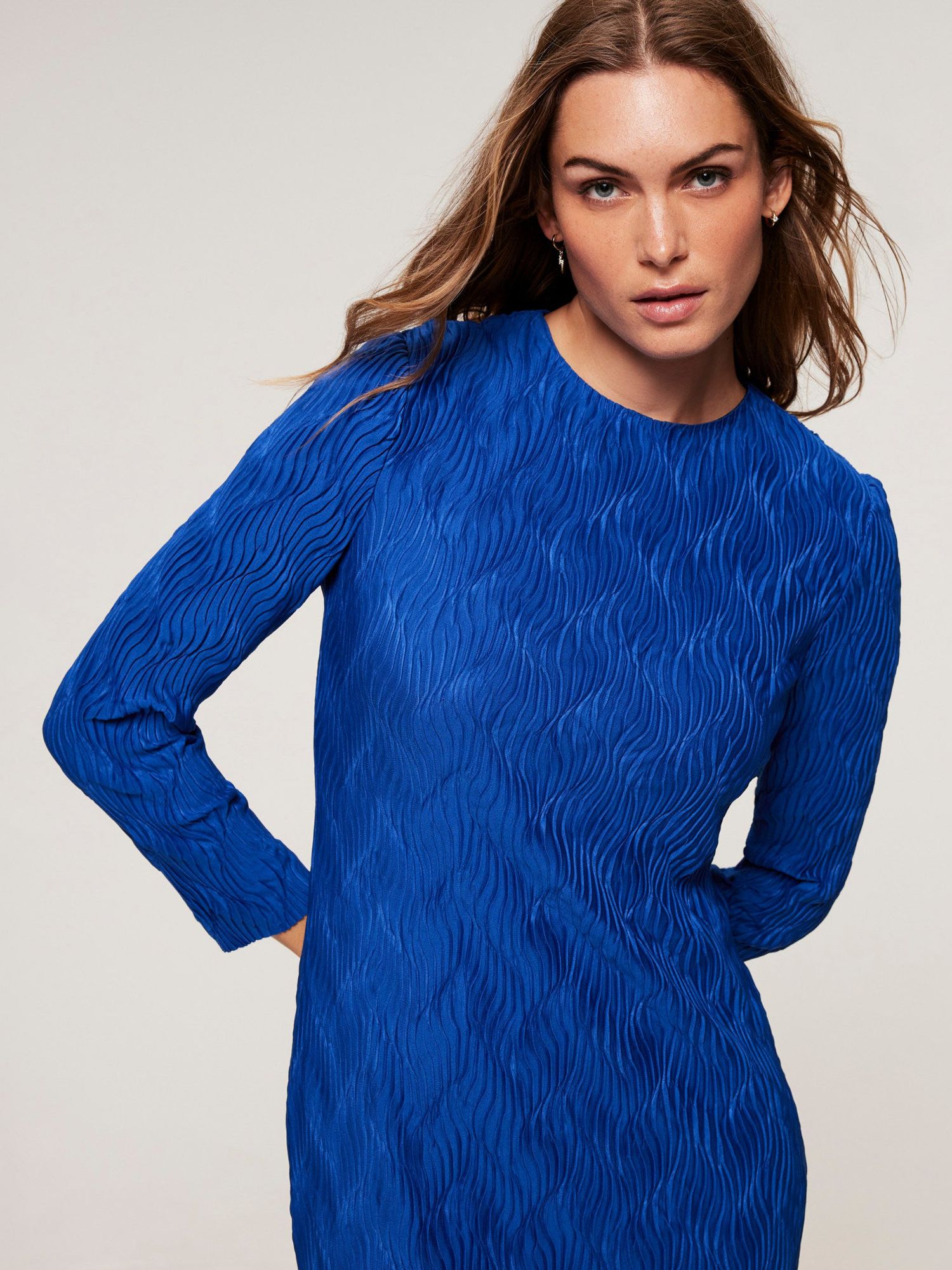 Buy Mint Velvet Textured Midi Dress, Blue Online at johnlewis.com