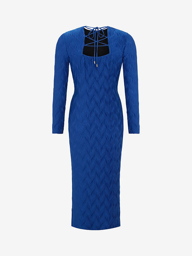 Mint Velvet Textured Midi Dress, Blue