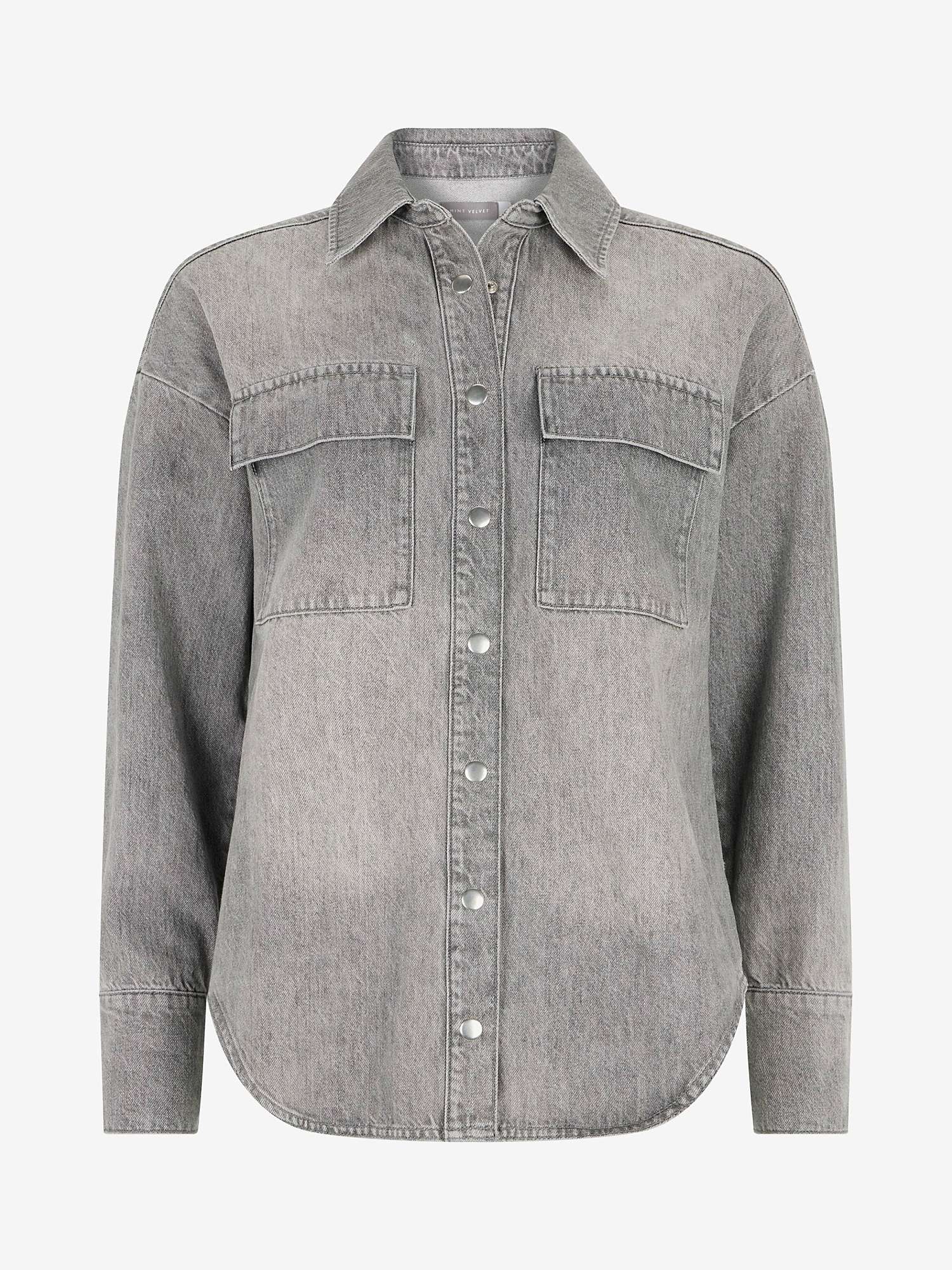 Buy Mint Velvet Oversized Denim Shirt, Grey Online at johnlewis.com