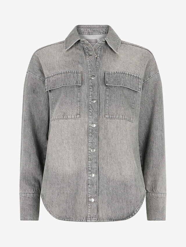 Mint Velvet Oversized Denim Shirt, Grey