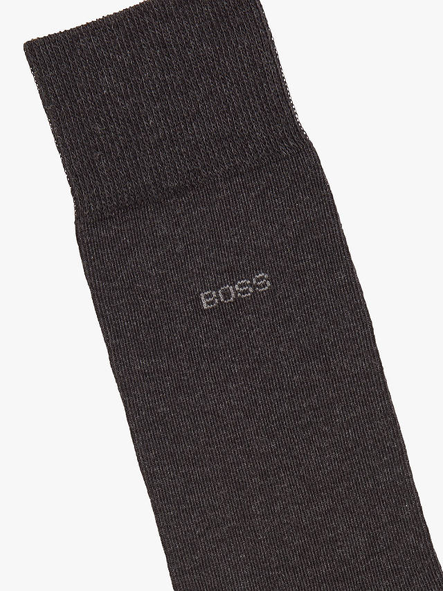 BOSS Ribbed Iconic Logo Cotton Blend Socks, Pack of 3, Black/Blue/Grey