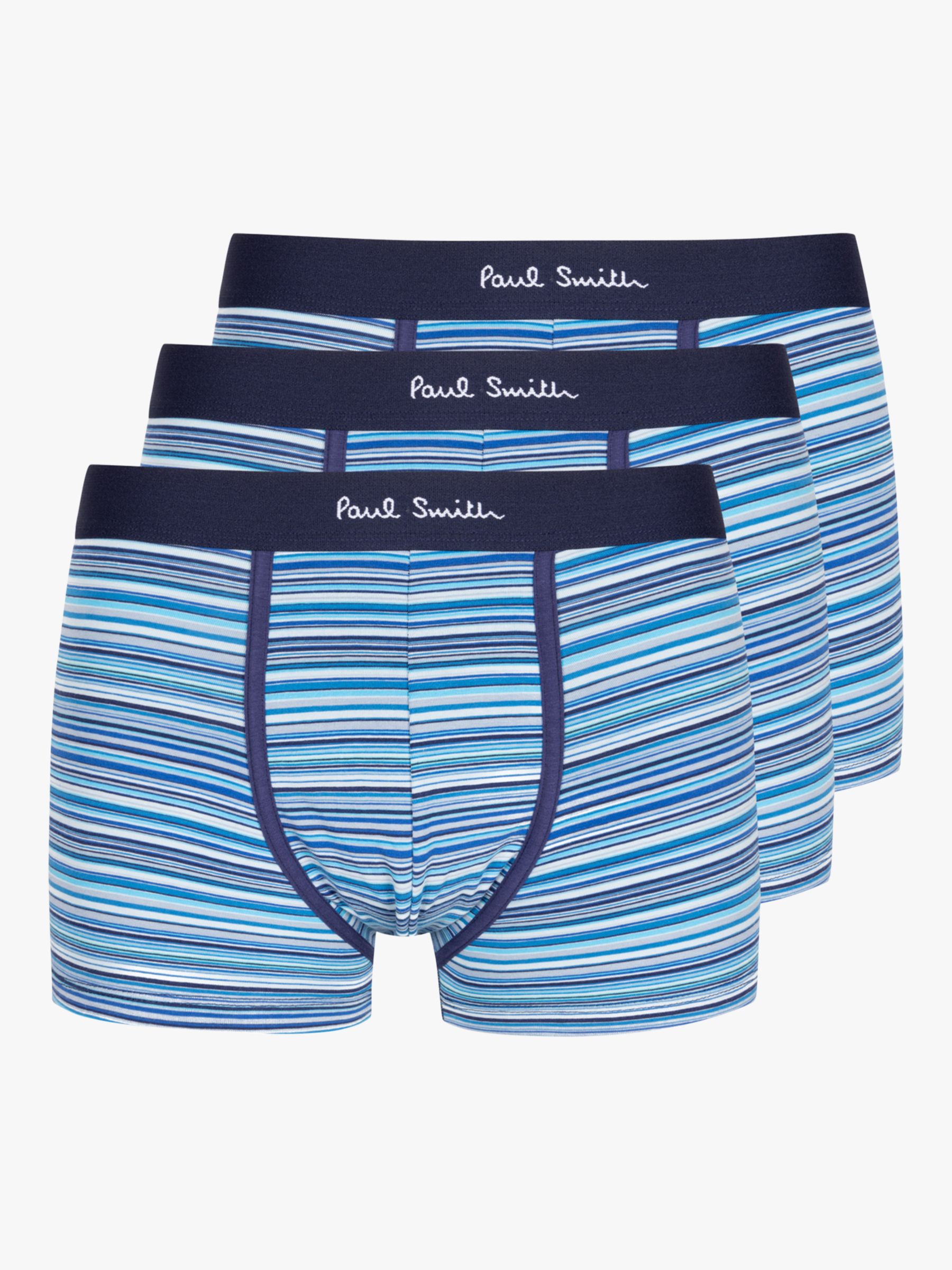 Paul Smith Signature Stripe Organic Cotton Blend Trunks, Pack of 3, Blue/Multi, S