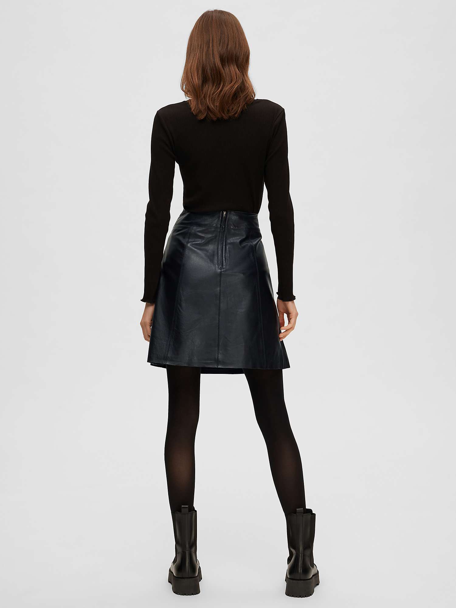 Buy SELECTED FEMME Leather A-Line Skirt, Black Online at johnlewis.com