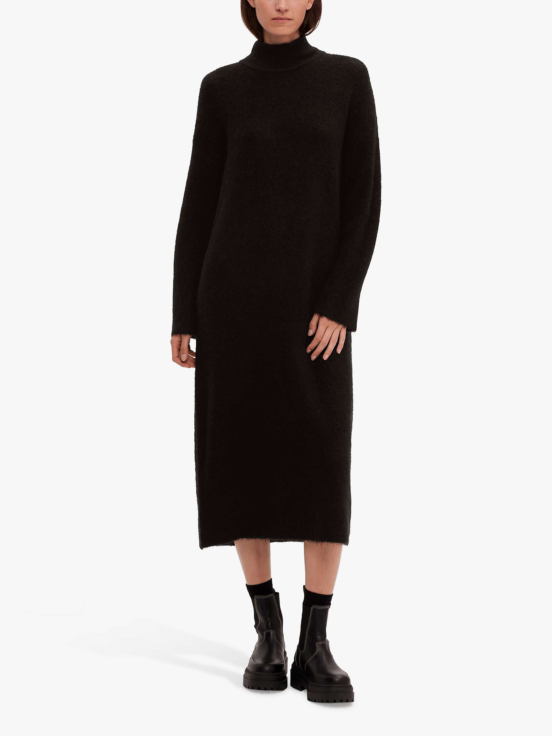 Buy SELECTED FEMME Wool Blend High Neck Midi Jumper Dress, Black Online at johnlewis.com