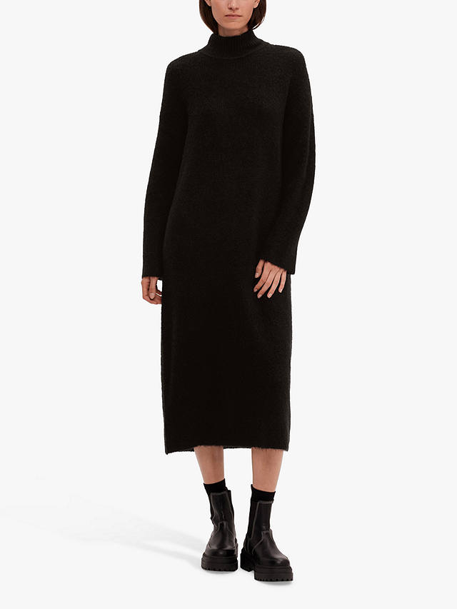 SELECTED FEMME Wool Blend High Neck Midi Jumper Dress, Black