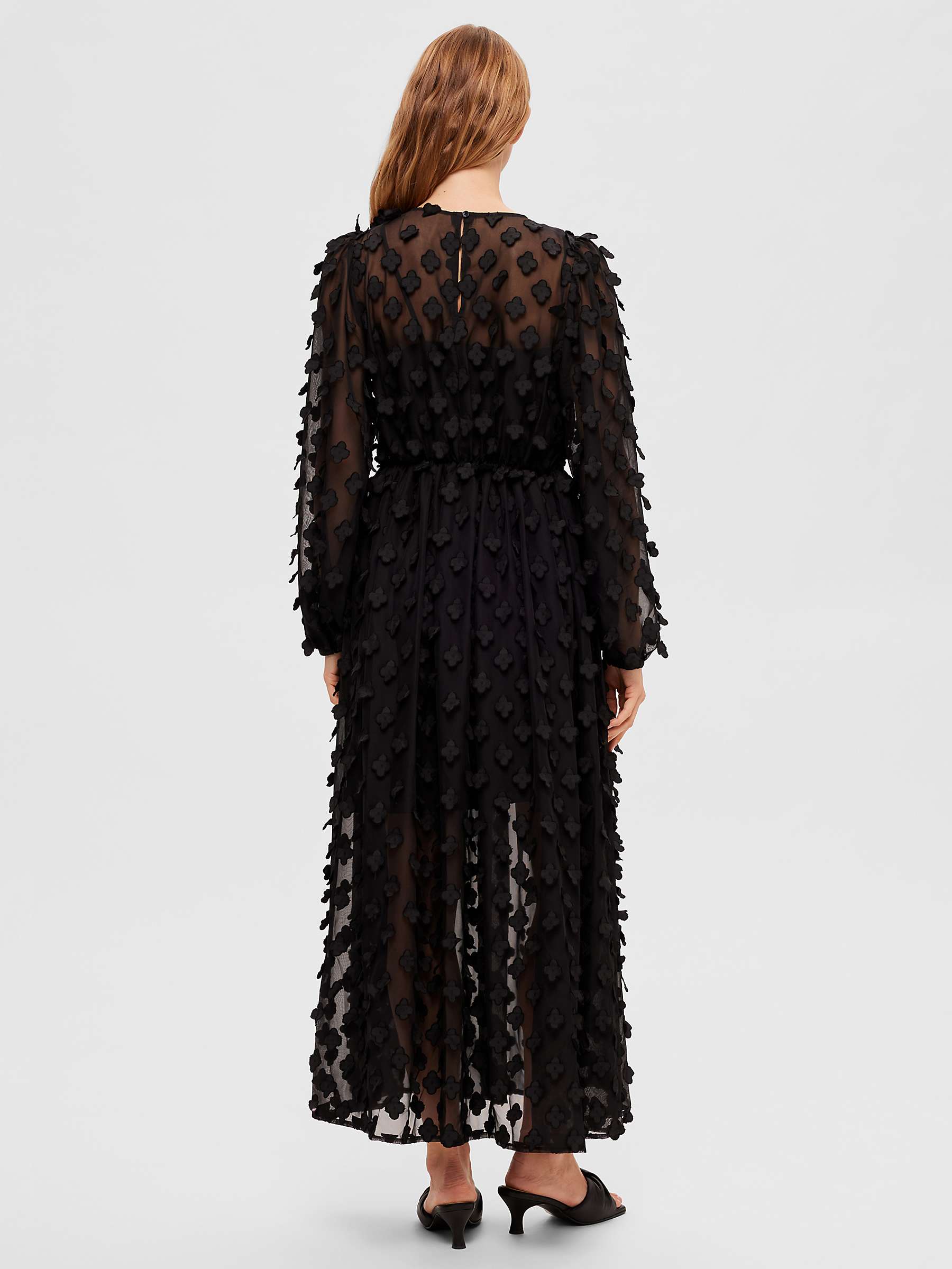 Buy SELECTED FEMME Sheer Textured Maxi Dress, Black Online at johnlewis.com