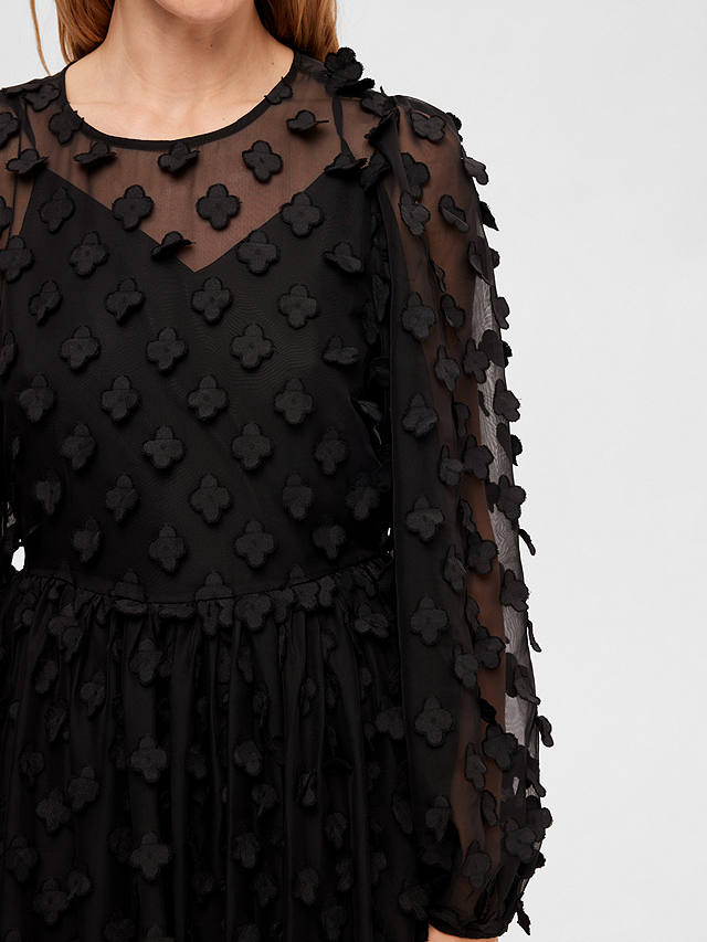 SELECTED FEMME Sheer Textured Maxi Dress, Black