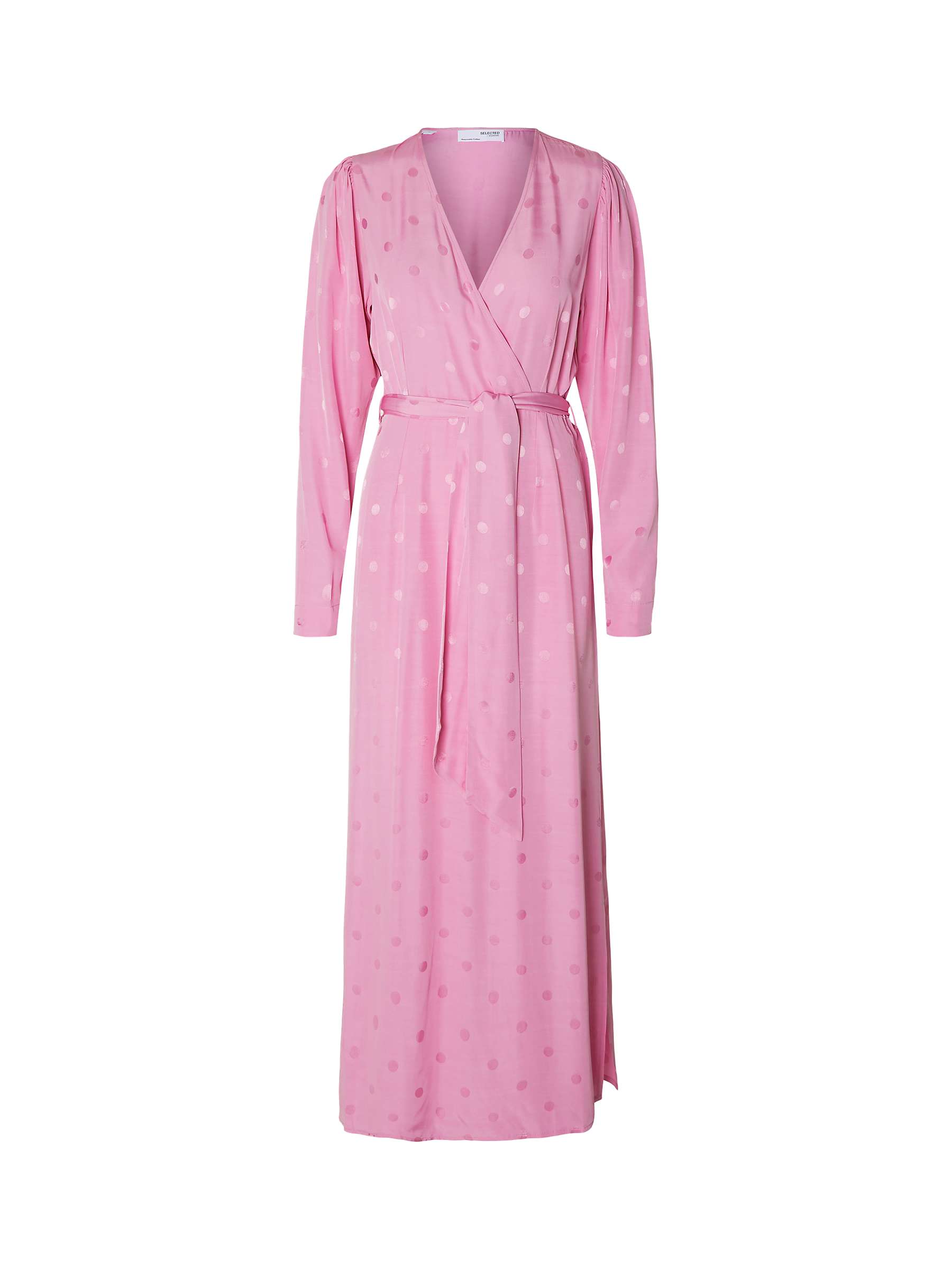 Buy SELECTED FEMME Satin Spot Maxi Wrap Dress, Moonlite Mauve Online at johnlewis.com