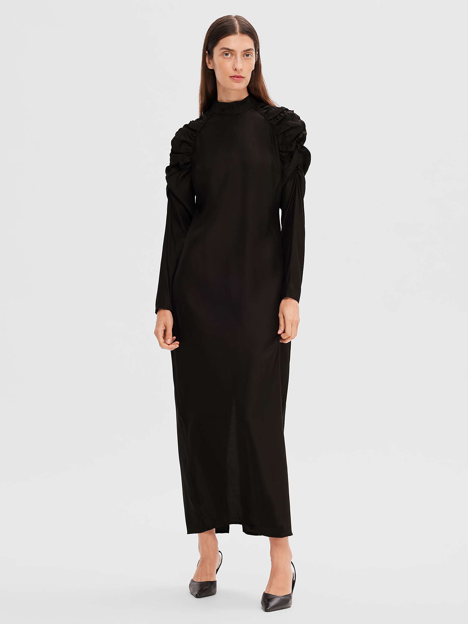Buy SELECTED FEMME Volume Sleeves Maxi Dress, Black Online at johnlewis.com