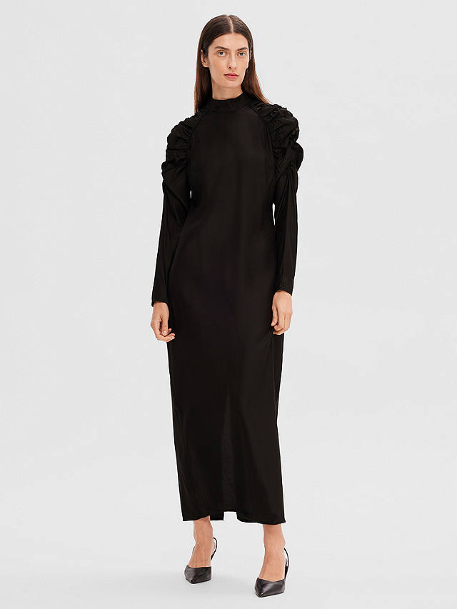 SELECTED FEMME Volume Sleeves Maxi Dress, Black