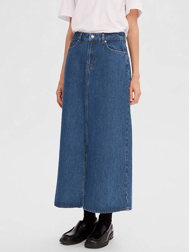 SELECTED FEMME Denim Maxi Skirt, Medium Blue