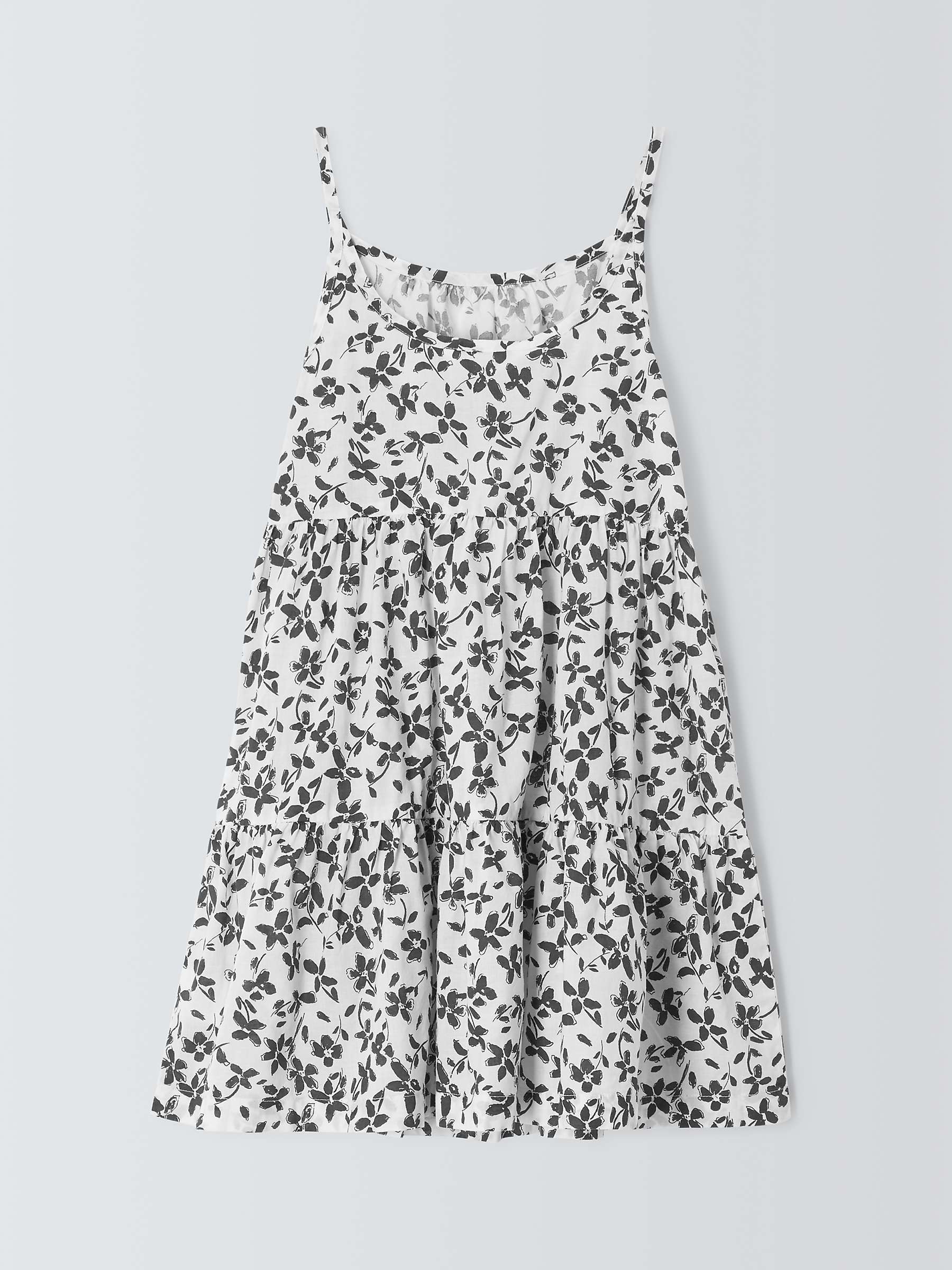 Buy John Lewis Kids' Monochrome Floral Tiered Beach Dress, White/Black Online at johnlewis.com