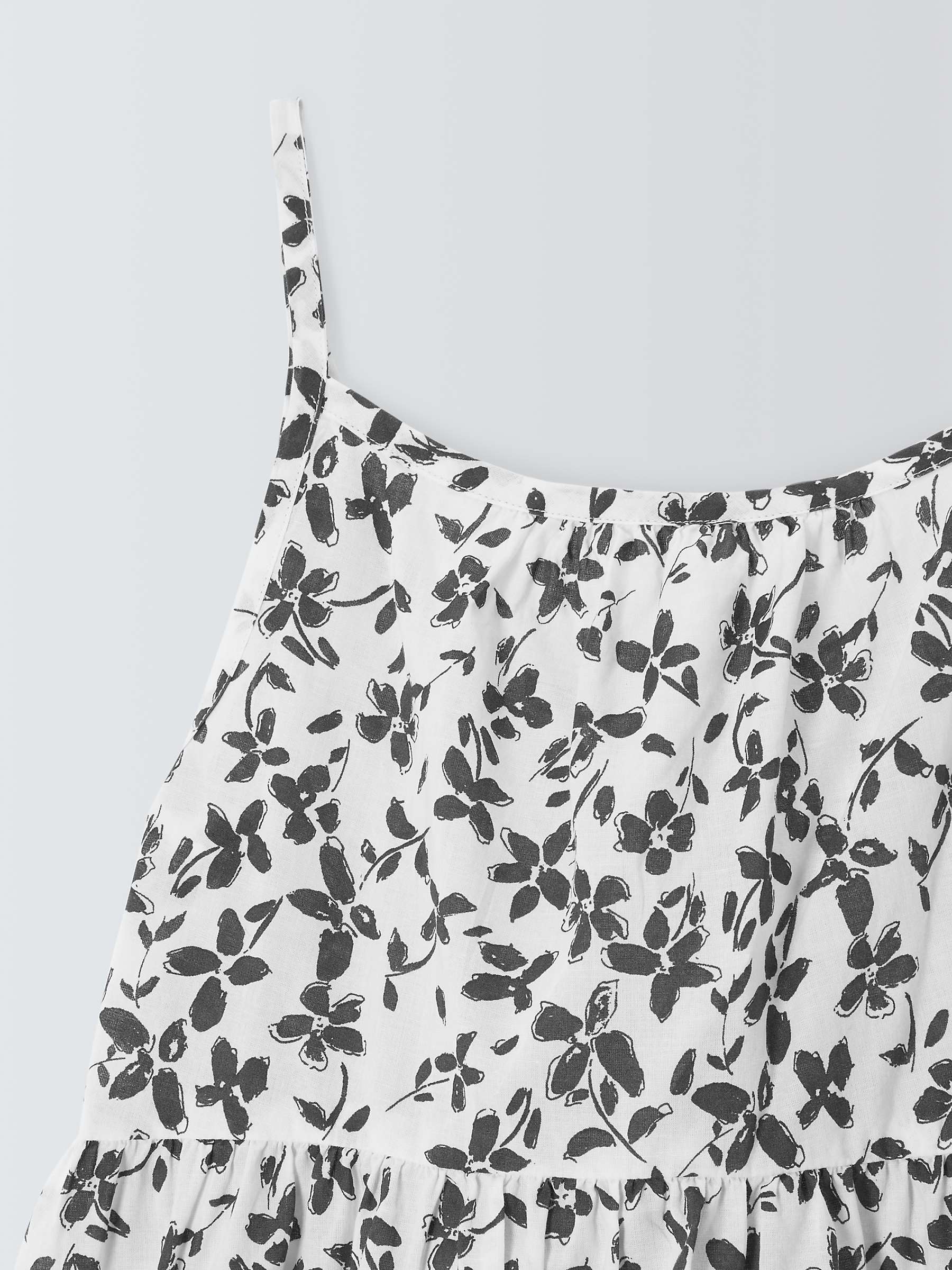 Buy John Lewis Kids' Monochrome Floral Tiered Beach Dress, White/Black Online at johnlewis.com