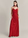 Ghost Winnie Slip Satin Maxi Dress, Red