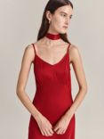 Ghost Winnie Slip Satin Maxi Dress, Red