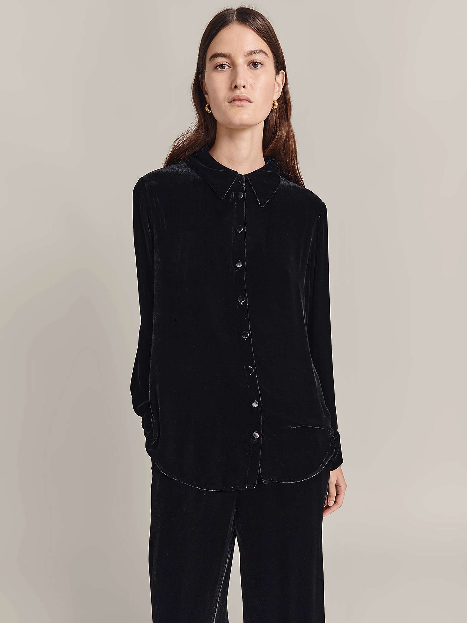 Buy Ghost Esme Long Sleeve Shirt, Black Online at johnlewis.com