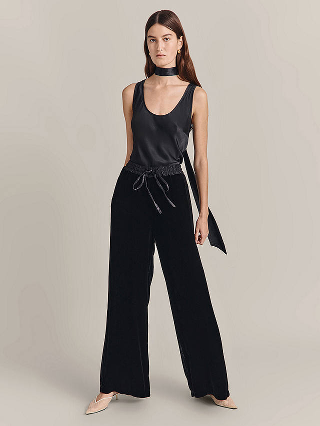 Ghost Serena Velvet Wide Leg Trousers, Black