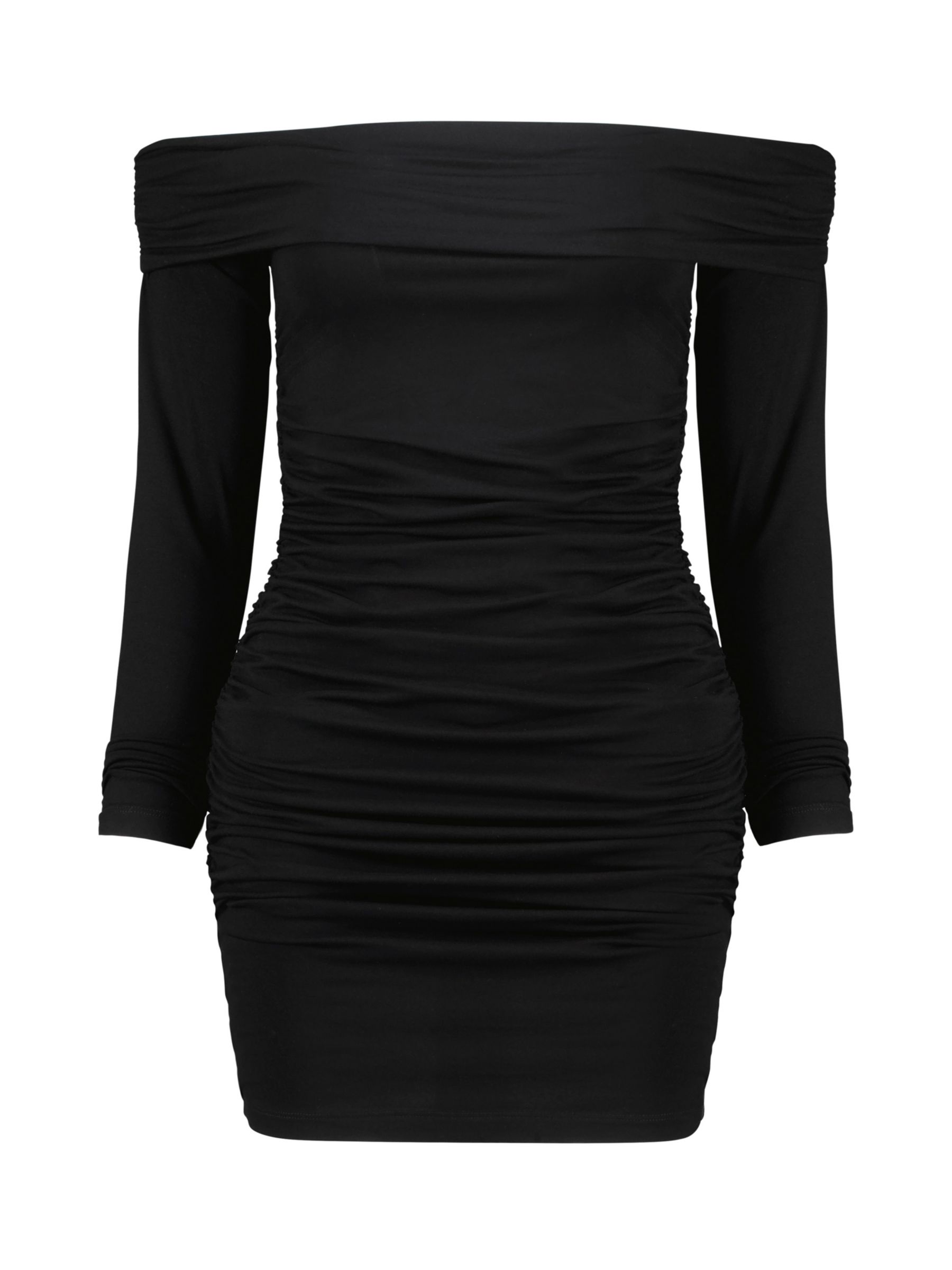 Buy Baukjen Zandra Off The Shoulder Ruched Mini Dress, Caviar Black Online at johnlewis.com