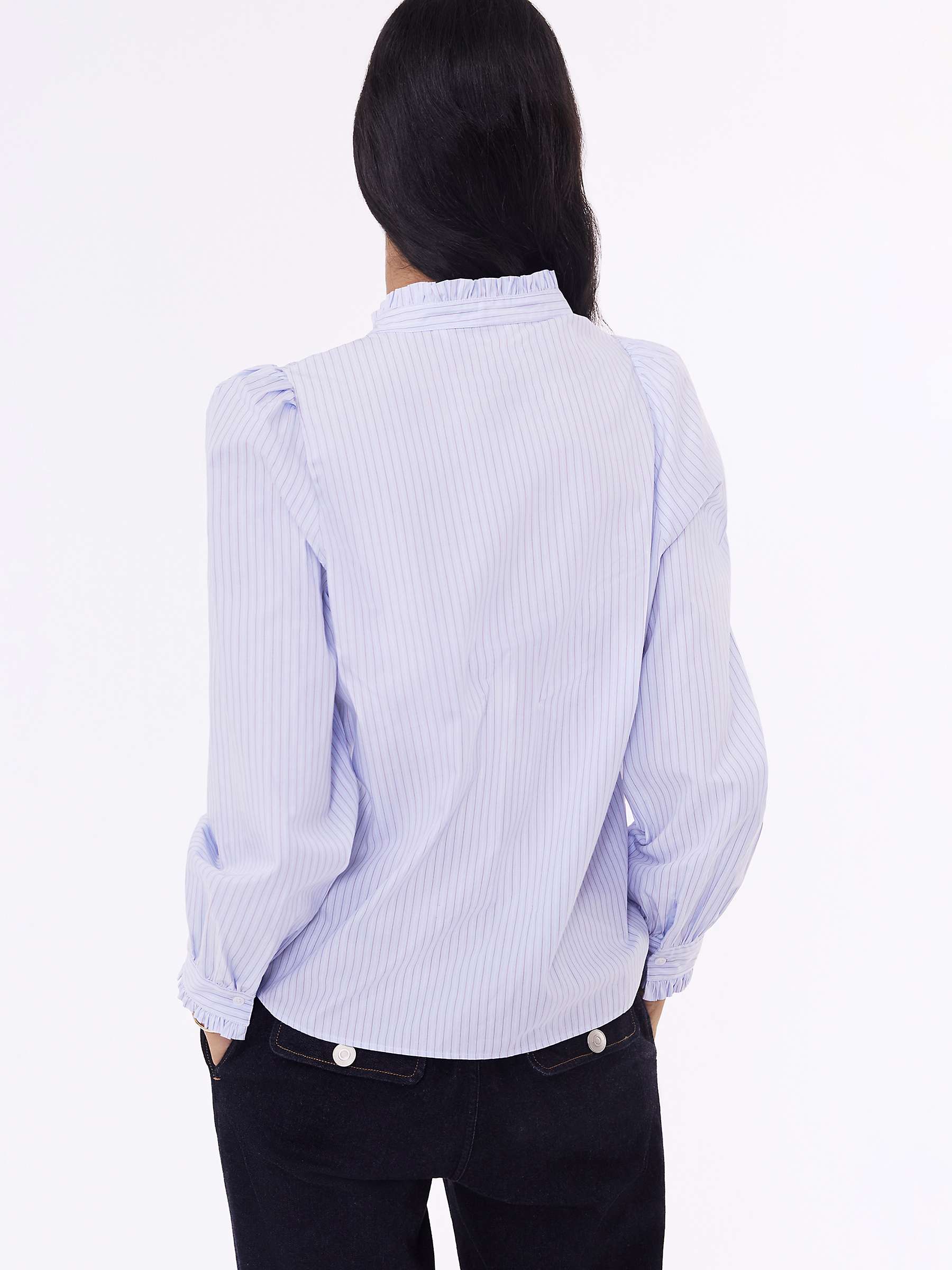 Buy Baukjen Ryleigh Frill Neck Stripe Shirt, Ice Blue Online at johnlewis.com