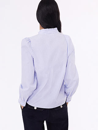 Baukjen Ryleigh Frill Neck Stripe Shirt, Ice Blue