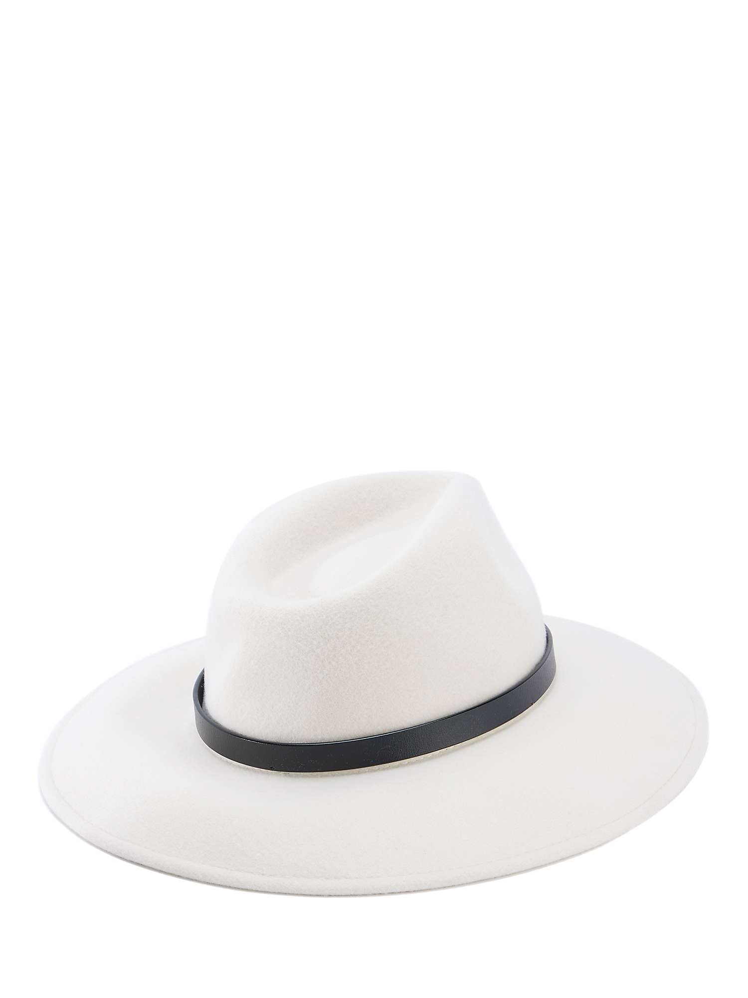 Mint Velvet Buckle Strap Wool Fedora Hat, Cream at John Lewis
