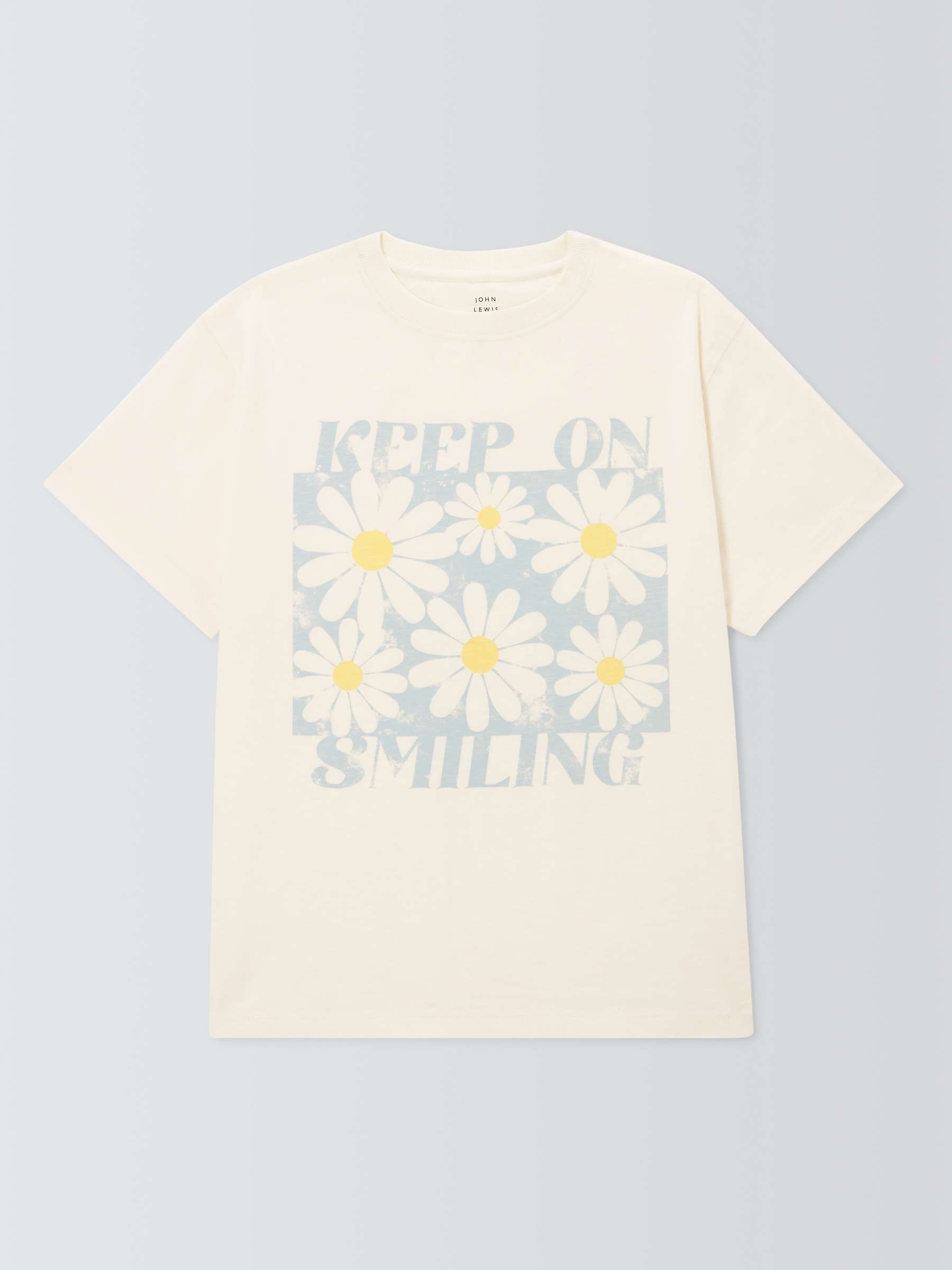 Buy John Lewis Kids' Keep On Smiling T-Shirt, Cream Online at johnlewis.com