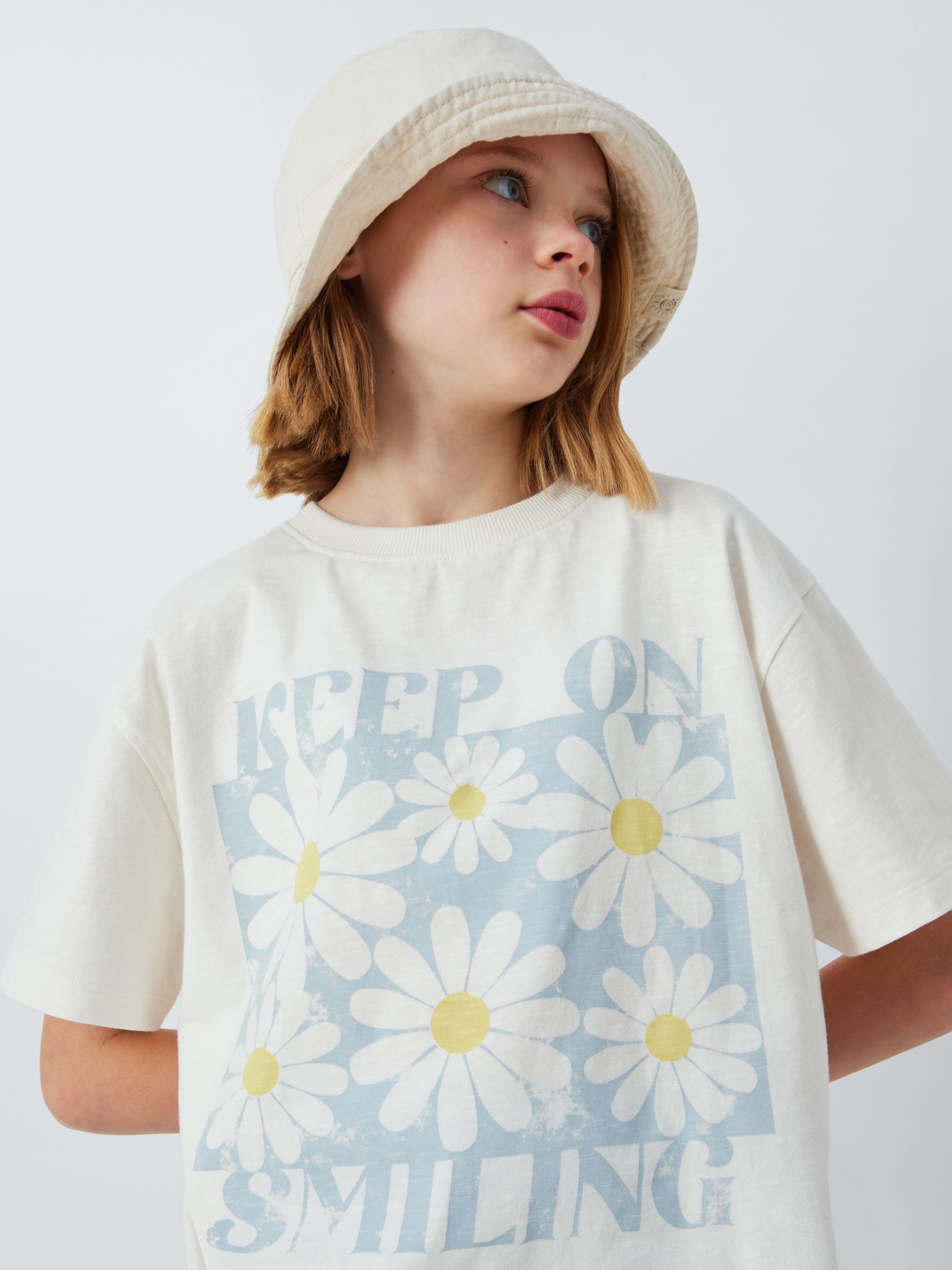 Buy John Lewis Kids' Keep On Smiling T-Shirt, Cream Online at johnlewis.com