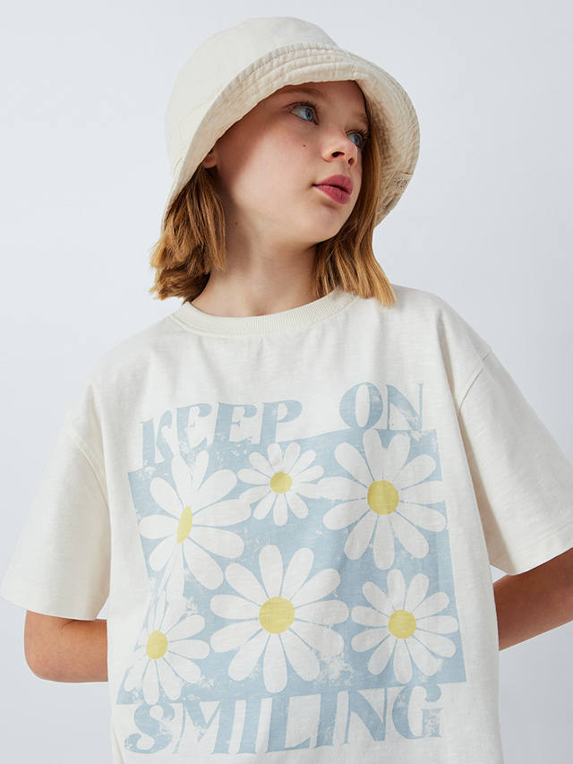 John Lewis Kids' Keep On Smiling T-Shirt, Cream