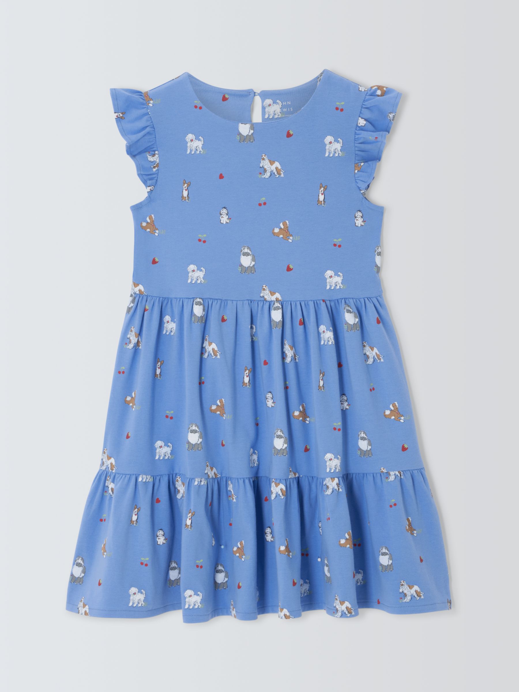 Buy John Lewis Kids' Dogs Tiered Jersey Dress, Blue Online at johnlewis.com