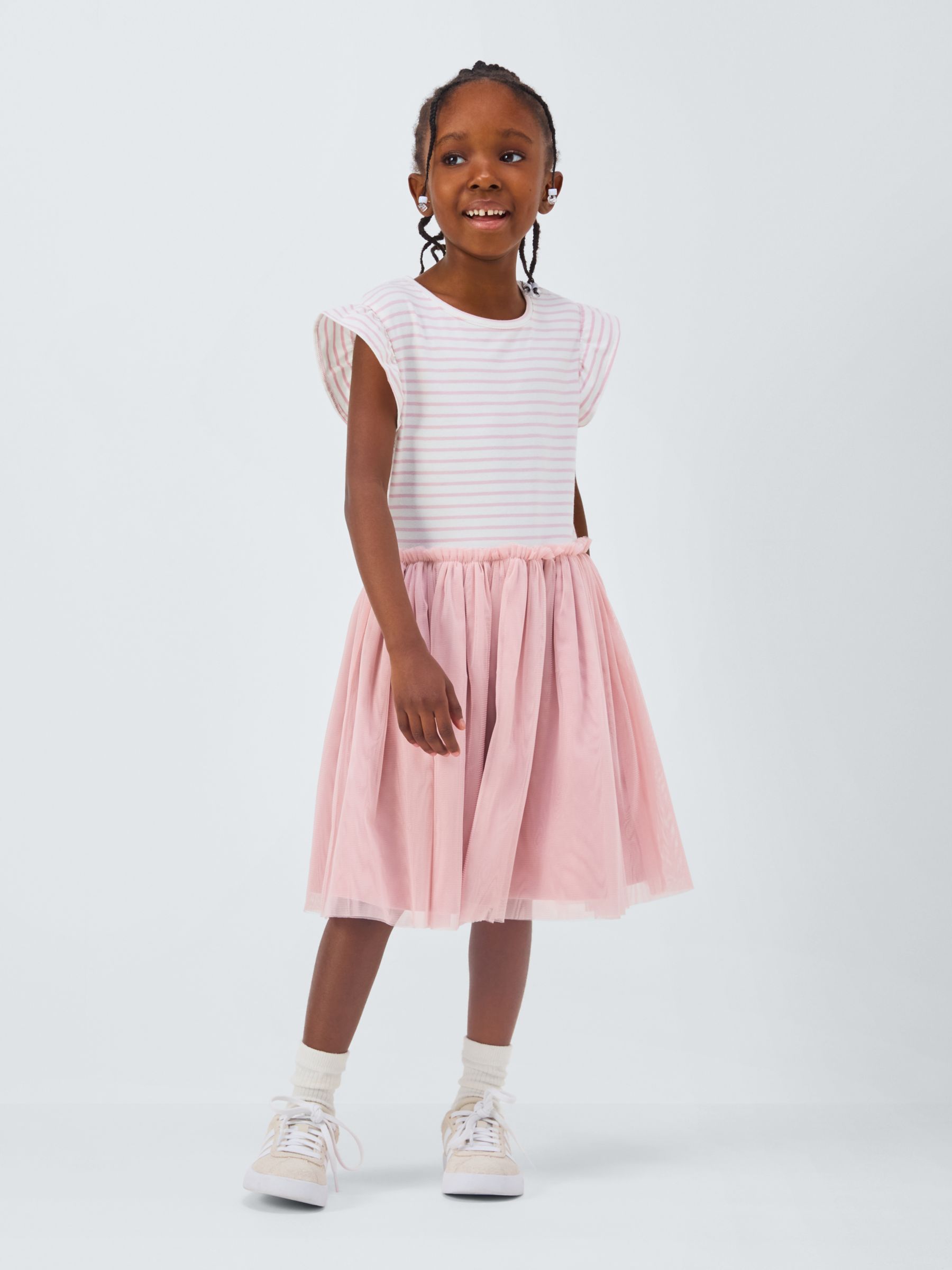 John Lewis Kids' Stripe Tulle Dress, Winsome Orchid, 10 years