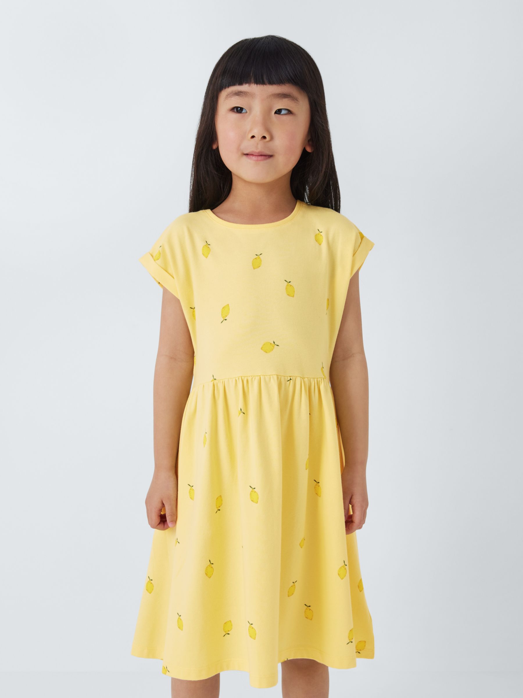 Buy John Lewis Kids' Lemon Print Short Sleeve Dress, Lemon Meringue Online at johnlewis.com