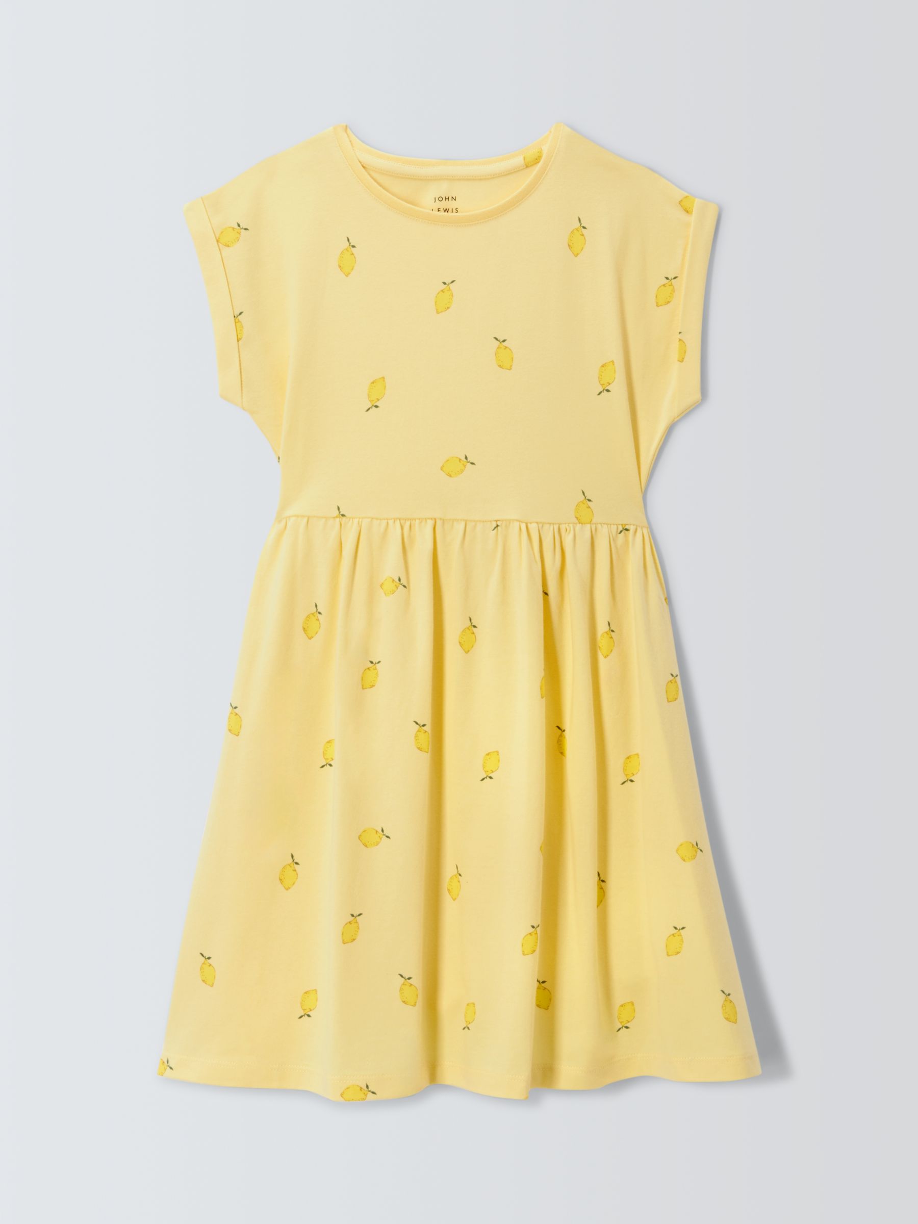 Buy John Lewis Kids' Lemon Print Short Sleeve Dress, Lemon Meringue Online at johnlewis.com