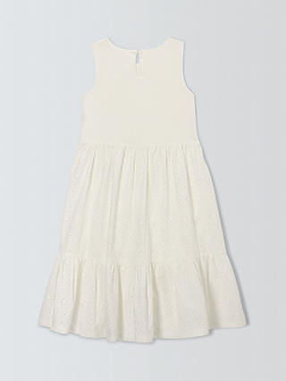 John Lewis Kids' Broderie Anglaise Tiered Dress, Snow White