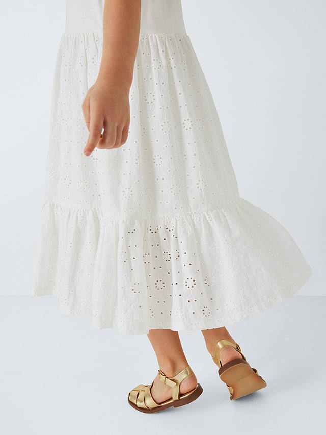 John Lewis Kids' Broderie Anglaise Tiered Dress, Snow White